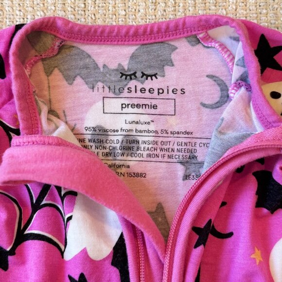 Little Sleepies Zippy Pink Frightful Friends Bamboo Onesie Size Preemie - Picture 2 of 5